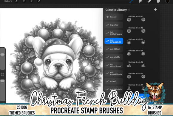 Christmas French Bulldog Procreate Stamp: A Festive Tool for Digital Artists