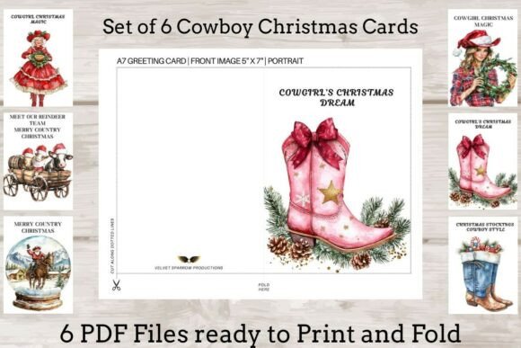 Cowboy Christmas Greeting Card Set