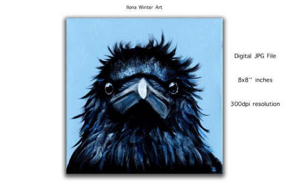 Crow Head Portrait Oil Painting Artwork