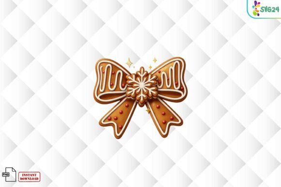 Gingerbread Christmas Bow PNG