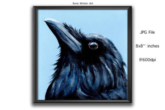 Hand Painted Crow Face Portrait Art: A Unique Creative Asset