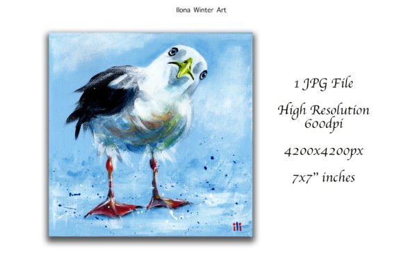Hand Painted Oil Seagull Painting