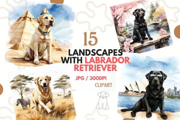 Labrador Landscapes Clipart Bundle JPG: Elevate Your Creative Projects with Stunning Watercolor Designs