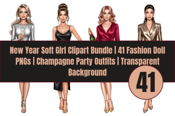 New Year Soft Girl Clipart Bundle