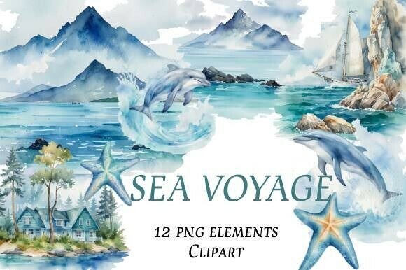 Sea Voyage, Dolphins, Sailboat, Starfish