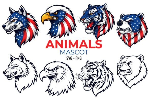 USA Flag Patriotic Animal Mascots SVG